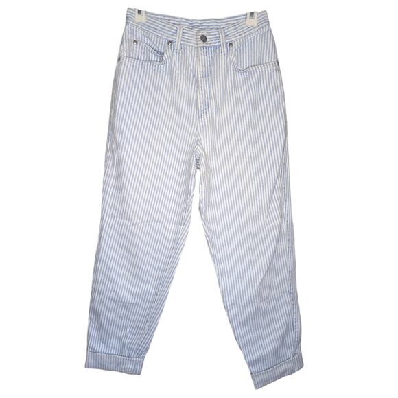 Levi's Native Blue Rare Vintage 80's Railroad Stripe Tapered Leg Jeans, Size 10 - Picture 1 of 5